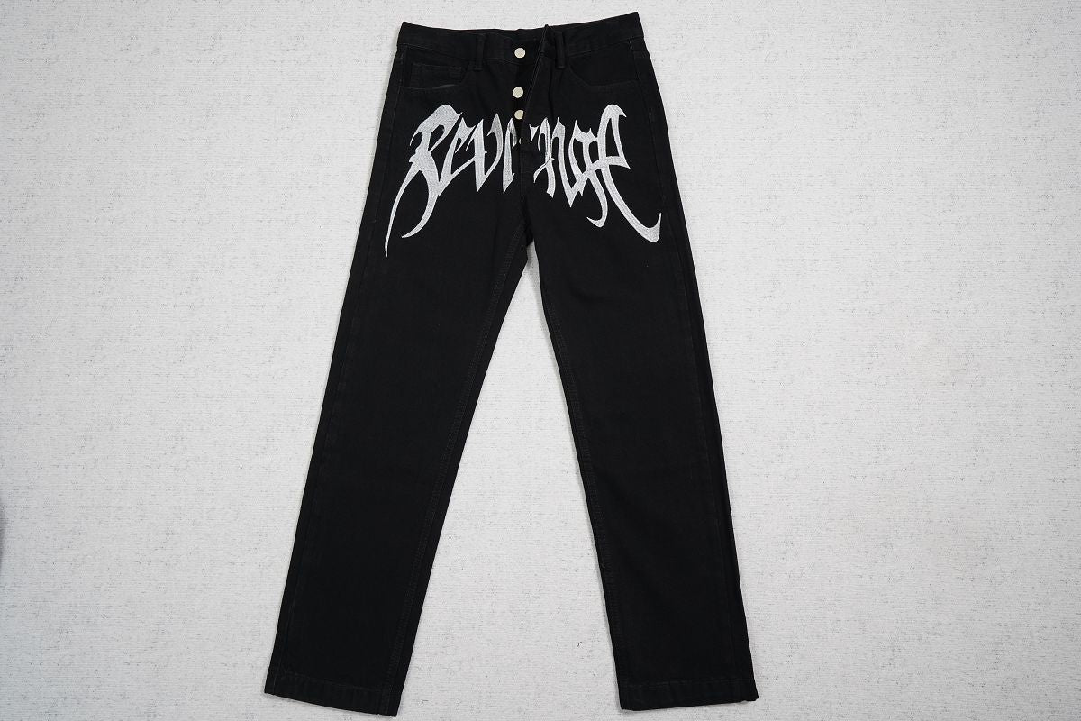 Revenge Embroidered Denim Jeans