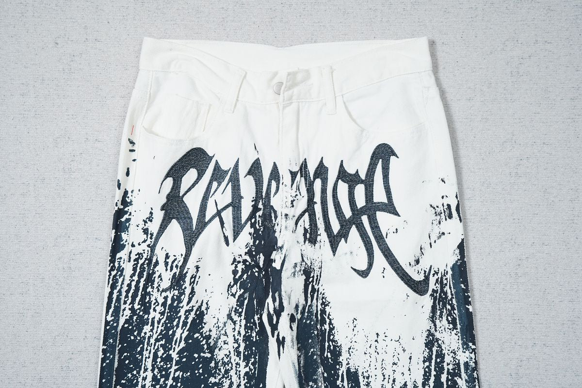 Revenge Urban Ink Splash Embroidered Jeans