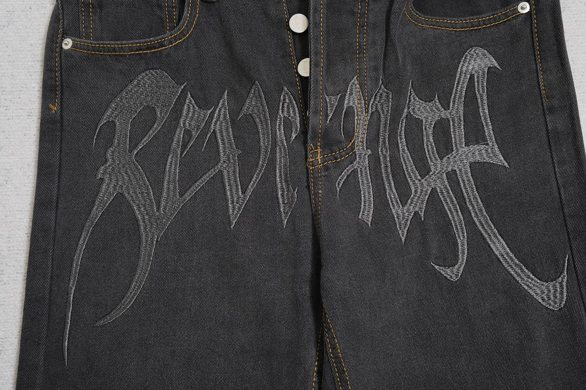 Revenge Embroidered Denim Jeans