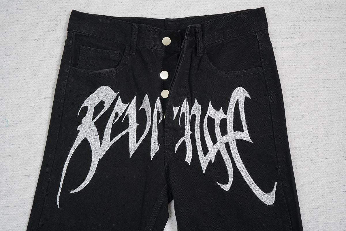 Revenge Embroidered Denim Jeans