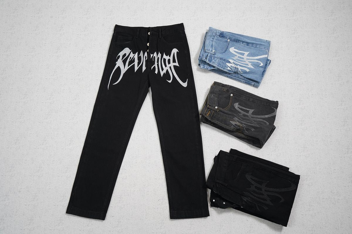 Revenge Embroidered Denim Jeans